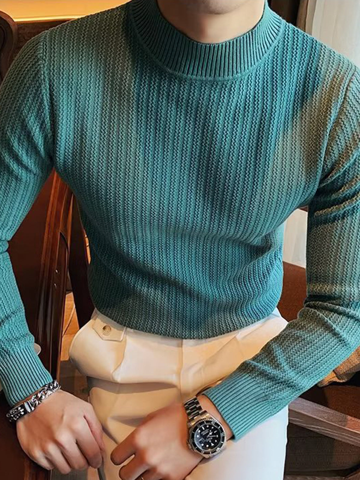 Mock-Neck Texture Baselayer Sweater