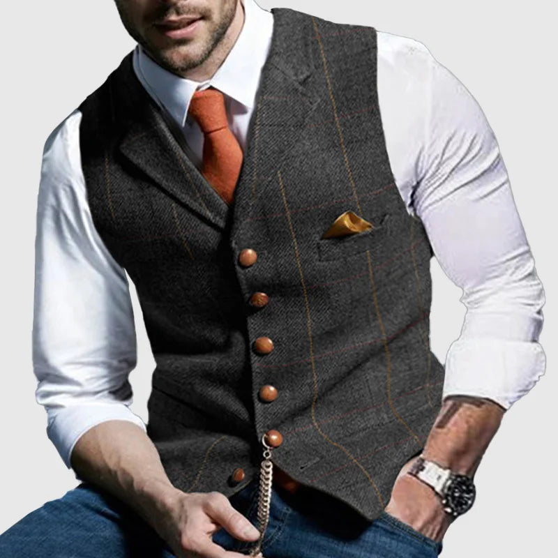 Check British Style Vest - DUVAL
