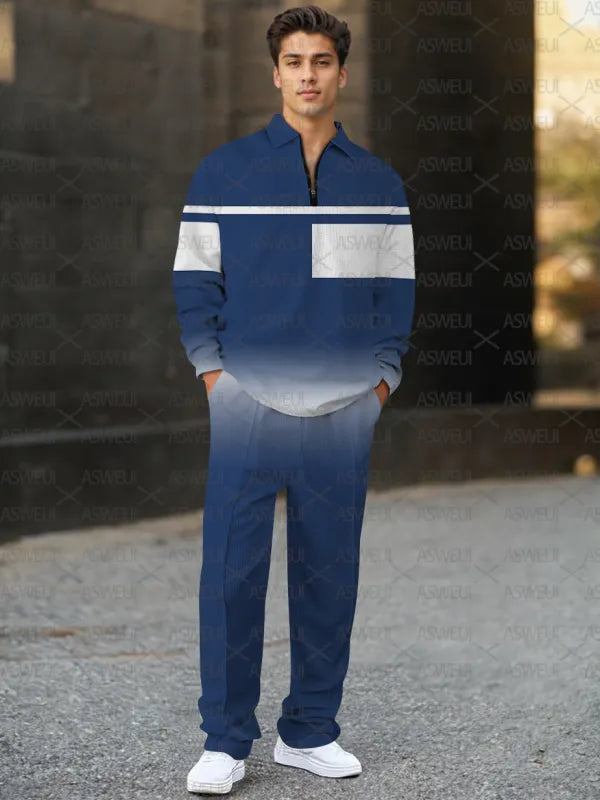 Long Sleeve Zipper Two-piece Set - DUVAL