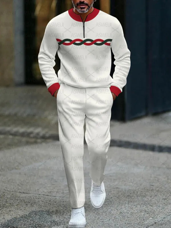 Zipper Long Sleeve Long Pants Two-Piece Set - DUVAL