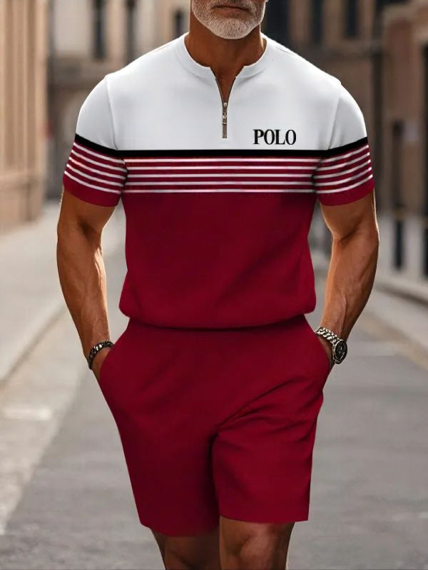 Short Sleeve Zipper Two-piece Set - DUVAL