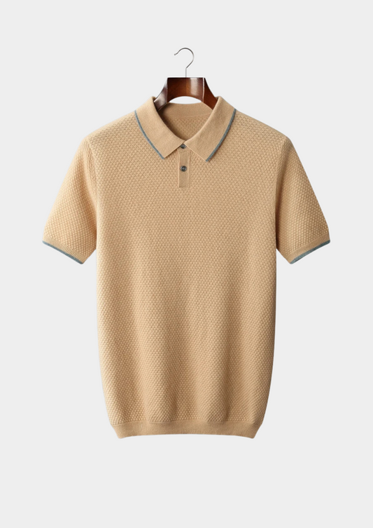 Premium Cashmere Mustard Two-Tone Polo