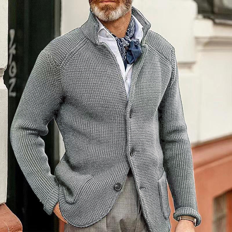 men's-casual-stand-collar-knit-blazer