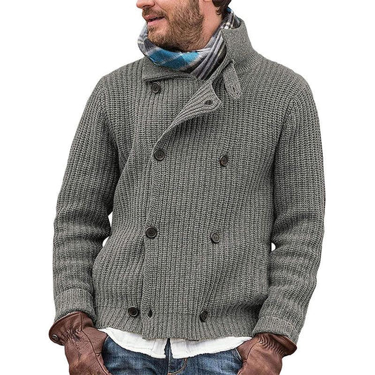 men's-solid-color-button-knit-jacket