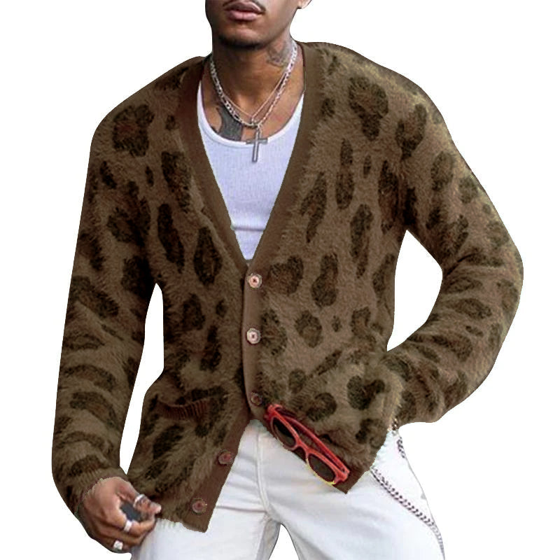 men's-vintage-leopard-v-neck-single-breasted-cardigan