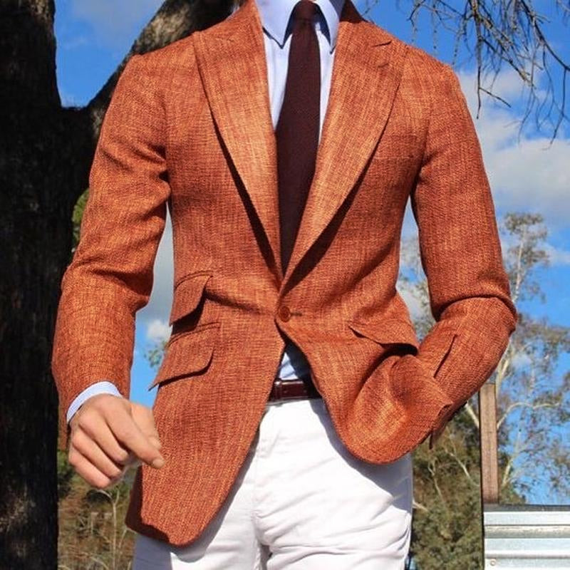 Solid Color Lapel Cotton and Linen Blazer