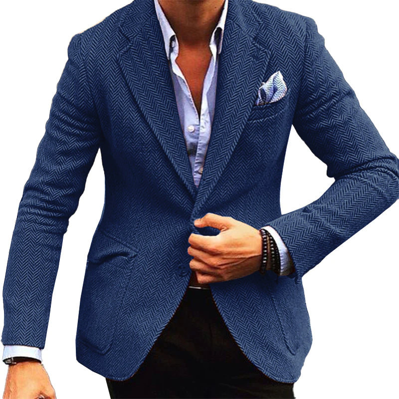 men's vintage herringbone lapel single breasted blazer