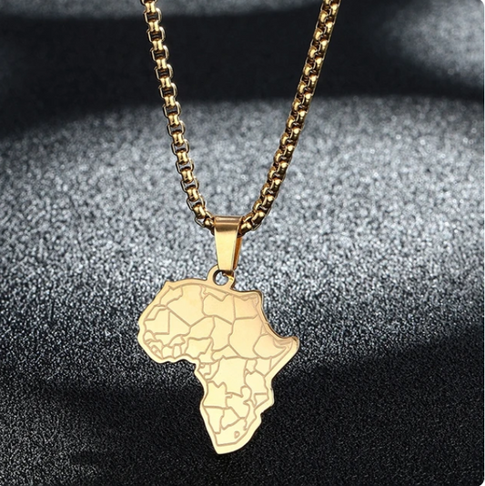 Africa Map Necklace Stainless Steel