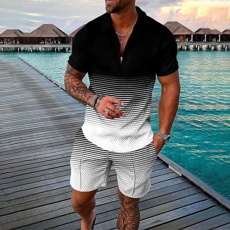 Darkness Polo Shirt And Shorts Co-Ord - DUVAL