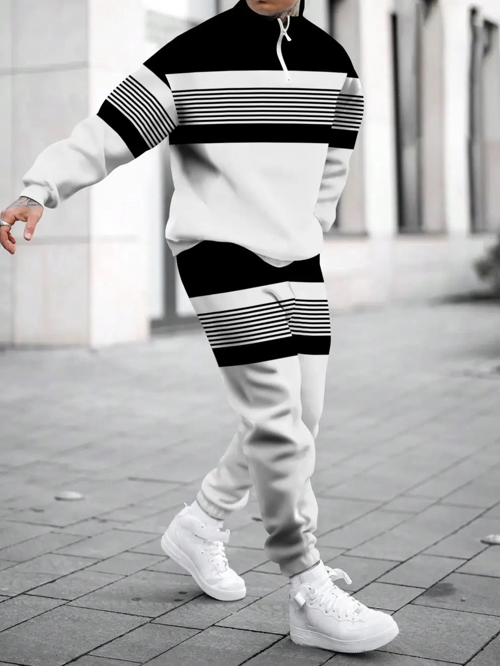 Relaxed Zipper Long Sleeve Two Piece Set - DUVAL
