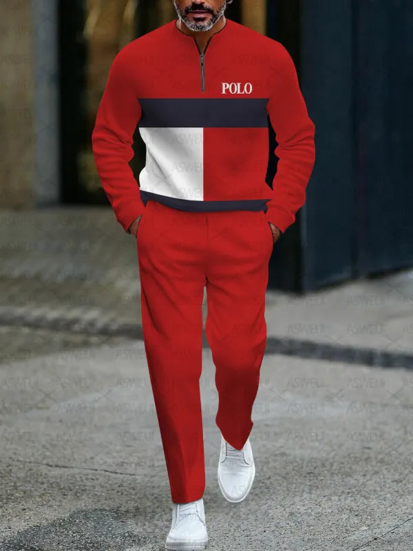 Zipper Long Sleeve Long Pants Two-Piece Set - DUVAL