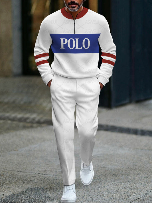 Zipper Long Sleeve Long Pants Two-Piece Set