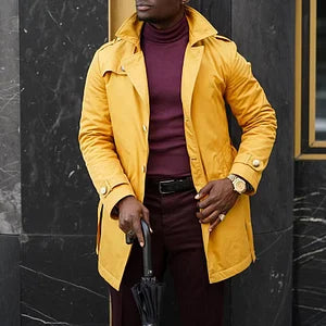 Fashion Yellow British Style Trench Coat - DUVAL