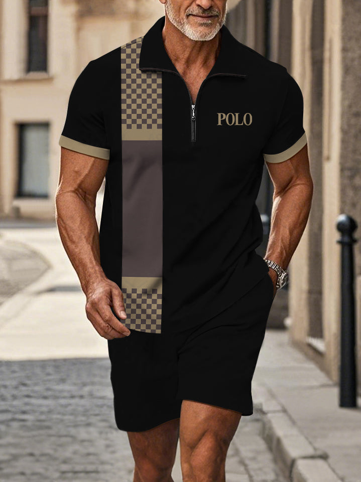 Polo Short Sleeve Zipper Two-Piece Set - DUVAL