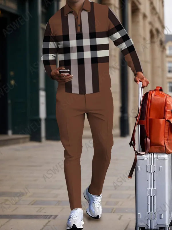 Long Sleeve Zipper Two-piece Set - DUVAL