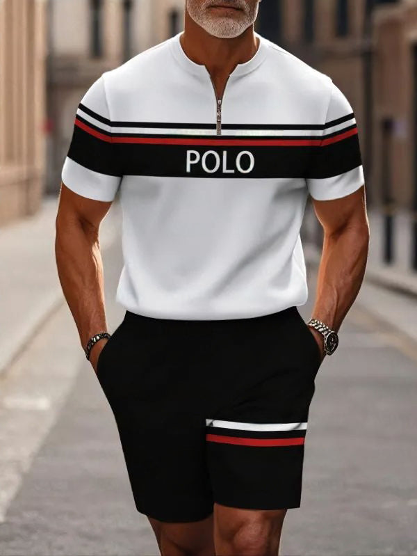 Short Sleeve Zipper Two-piece Set - DUVAL