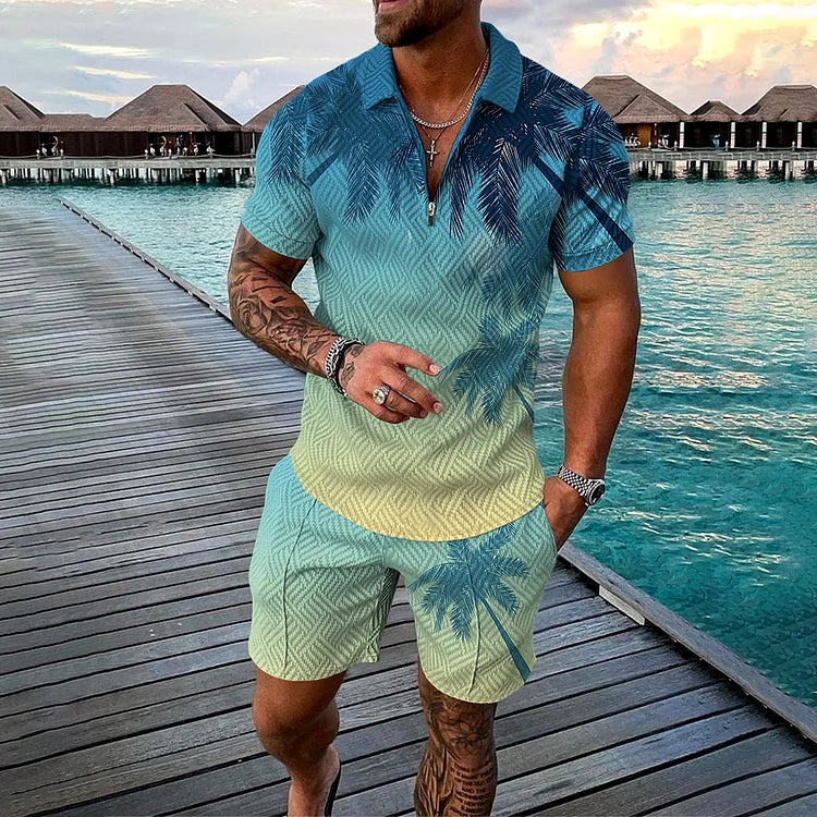 Seaside Gradient Polo Shirt And Shorts Co-Ord - DUVAL