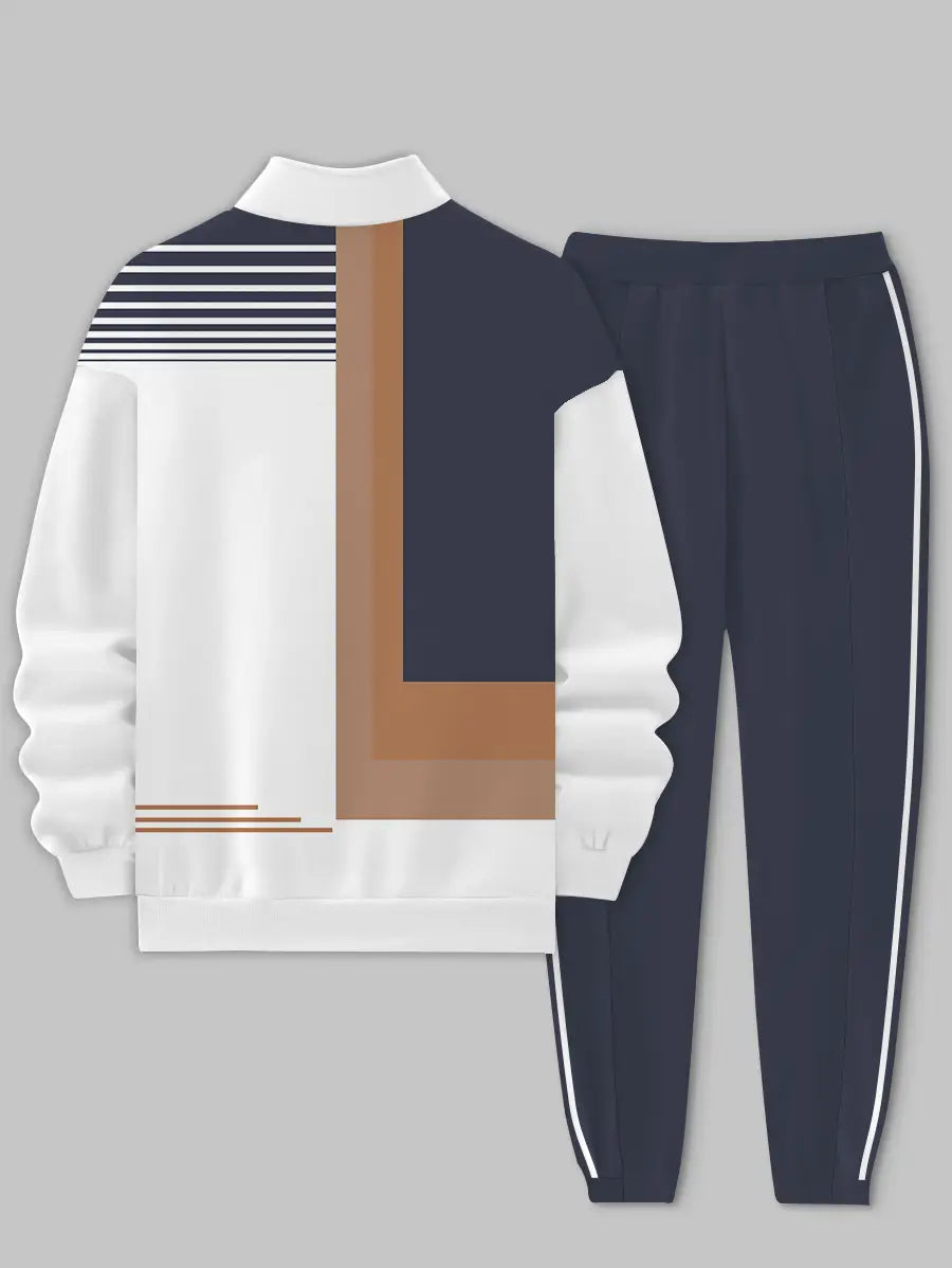 Relaxed Zipper Long Sleeve Two Piece Set - DUVAL