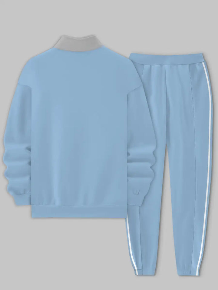 Relaxed Zipper Long Sleeve Two Piece Set - DUVAL