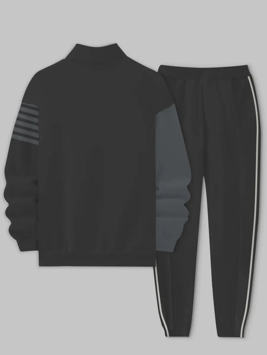 Relaxed Zipper Long Sleeve Two Piece Set - DUVAL