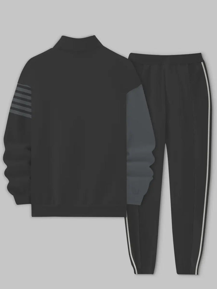 Relaxed Zipper Long Sleeve Two Piece Set - DUVAL