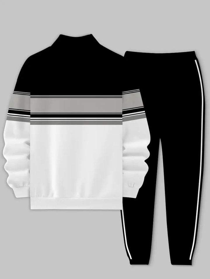 Relaxed Zipper Long Sleeve Two Piece Set - DUVAL