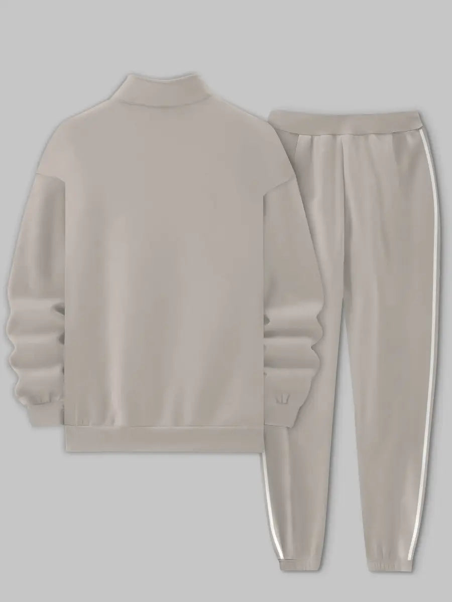 Relaxed Zipper Long Sleeve Two Piece Set - DUVAL
