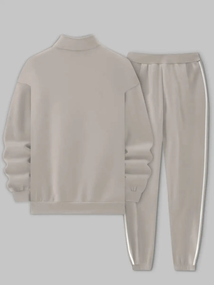 Relaxed Zipper Long Sleeve Two Piece Set - DUVAL
