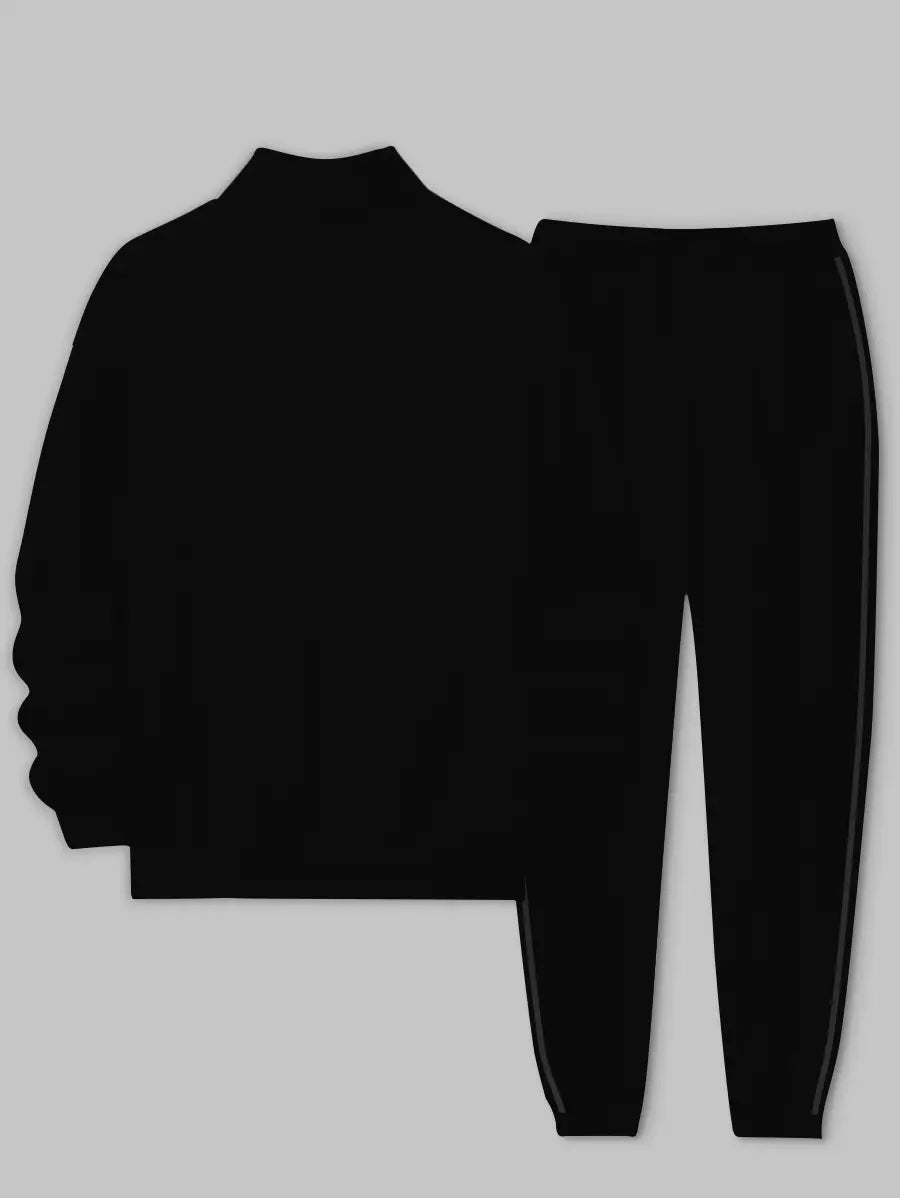 Relaxed Zipper Long Sleeve Two Piece Set - DUVAL