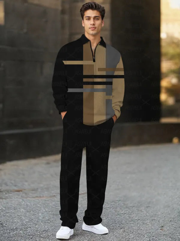 Long Sleeve Zipper Two-piece Set - DUVAL