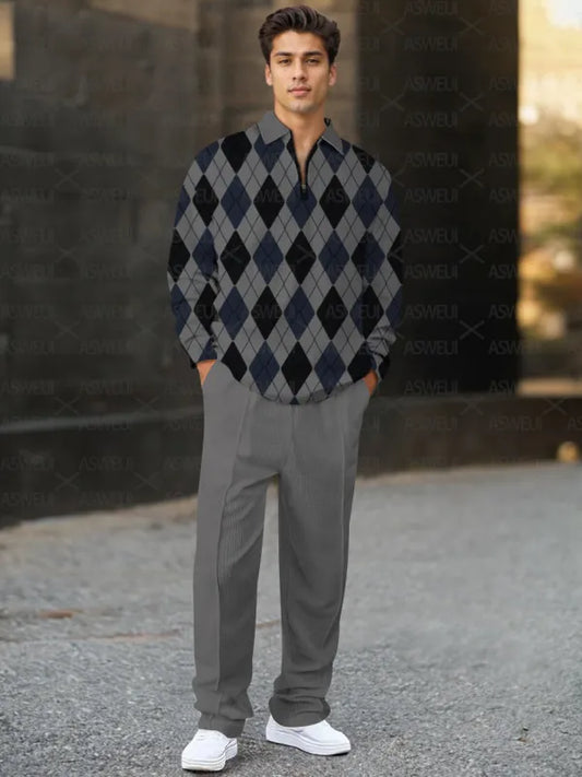 Long Sleeve Zipper Two-piece Set