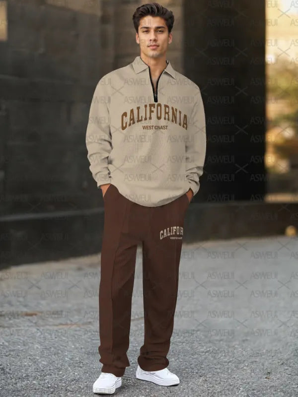 Long Sleeve Zipper Two-piece Set - DUVAL