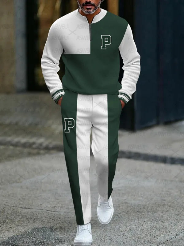 Zipper Long Sleeve Long Pants Two-Piece Set - DUVAL