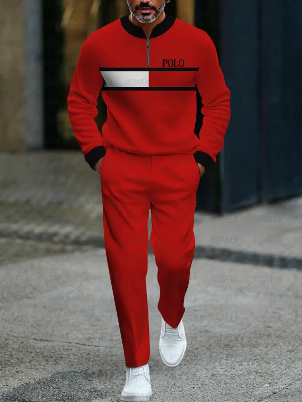 Zipper Long Sleeve Long Pants Two-Piece Set - DUVAL