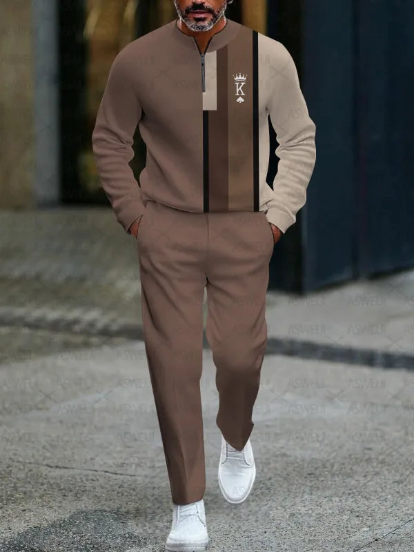 Long Sleeve Zipper Two-piece Set - DUVAL