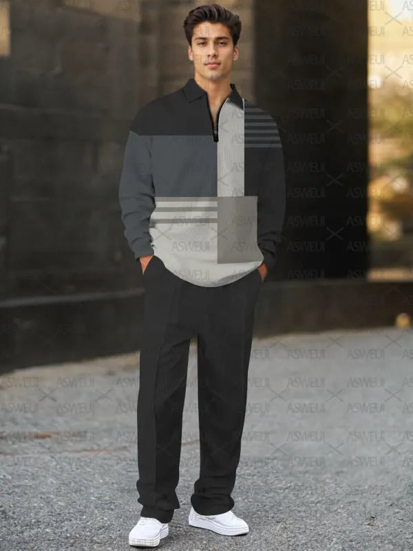 Long Sleeve Zipper Two-piece Set - DUVAL