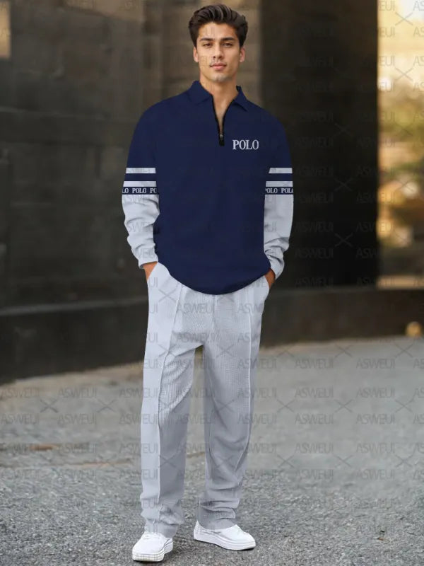 Long Sleeve Zipper Two-piece Set - DUVAL