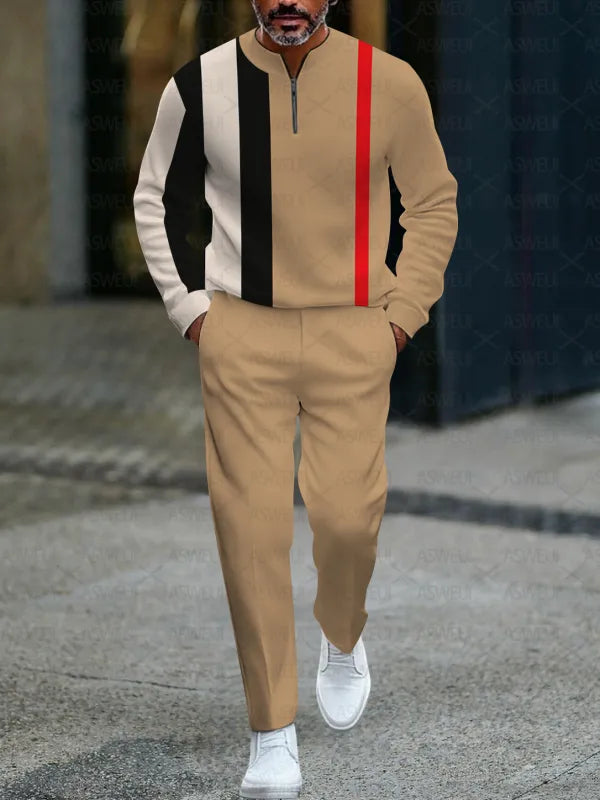 Long Sleeve Zipper Two-piece Set - DUVAL