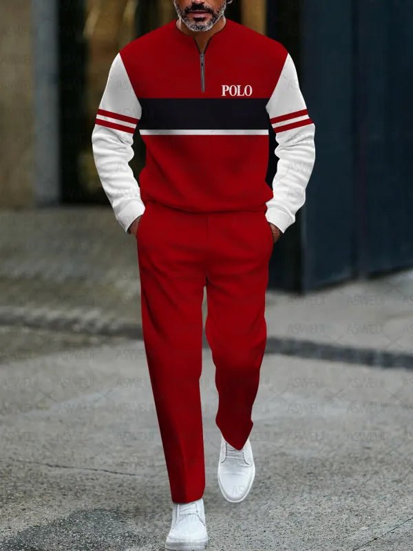 Zipper Long Sleeve Long Pants Two-Piece Set - DUVAL