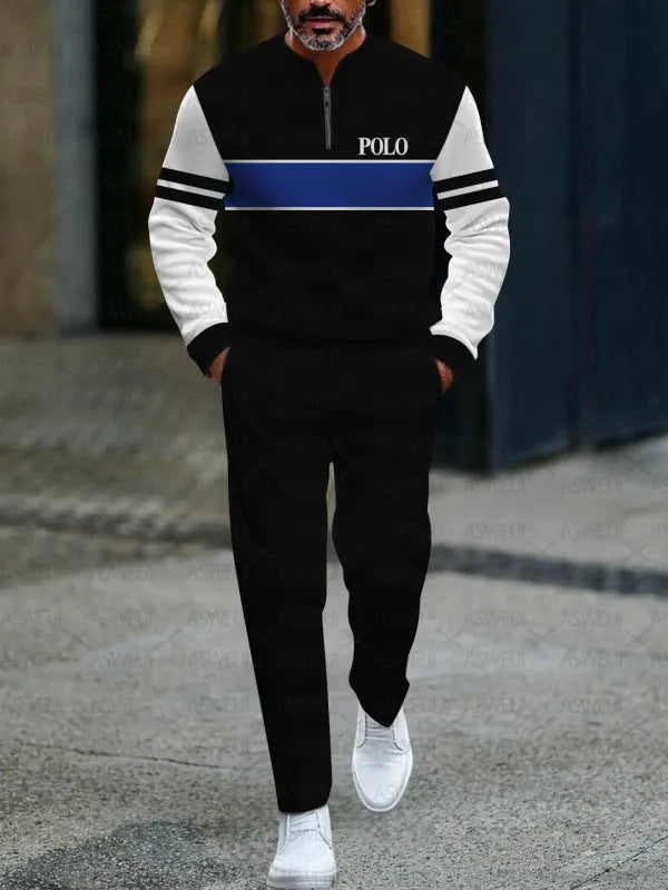 Zipper Long Sleeve Long Pants Two-Piece Set - DUVAL