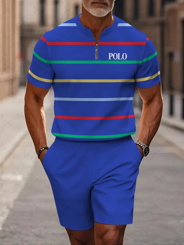 Short Sleeve Zipper Two-piece Set - DUVAL