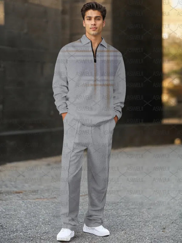 Long Sleeve Zipper Two-piece Set - DUVAL
