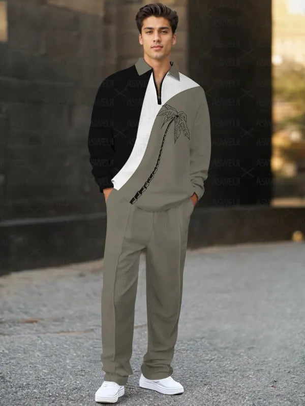 Long Sleeve Zipper Two-piece Set - DUVAL