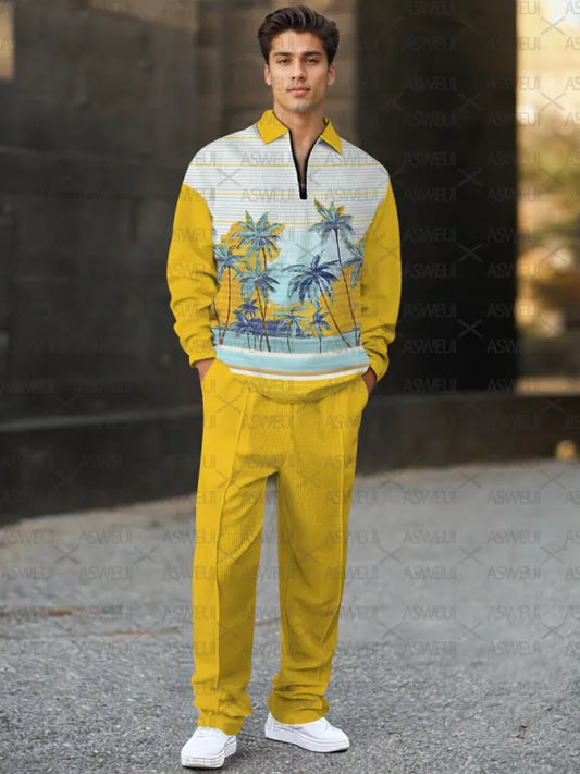 Long Sleeve Zipper Two-piece Set