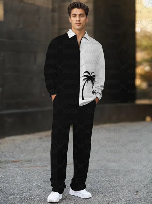 Long Sleeve Zipper Two-piece Set