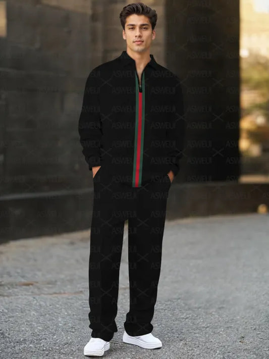 Long Sleeve Zipper Two-piece Set