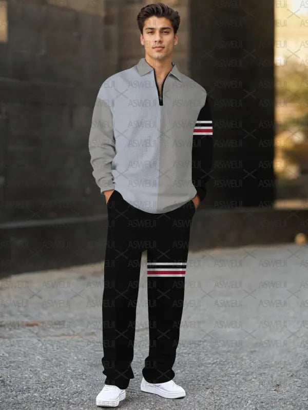 Long Sleeve Zipper Two-piece Set - DUVAL