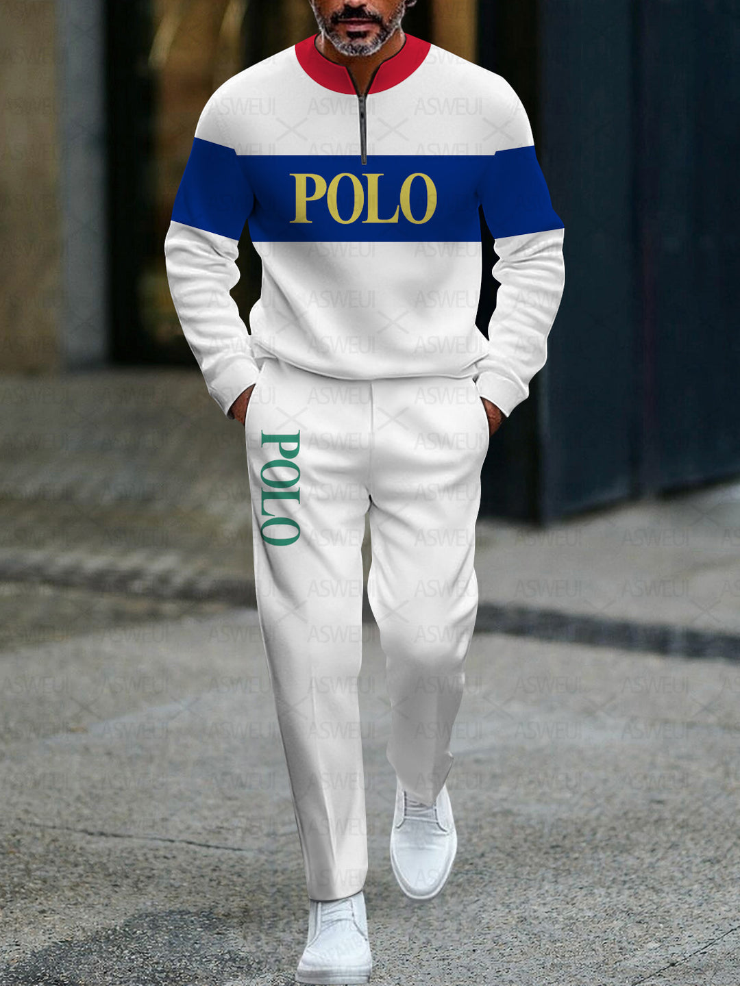 Zipper Long Sleeve Long Pants Two-Piece Set - DUVAL