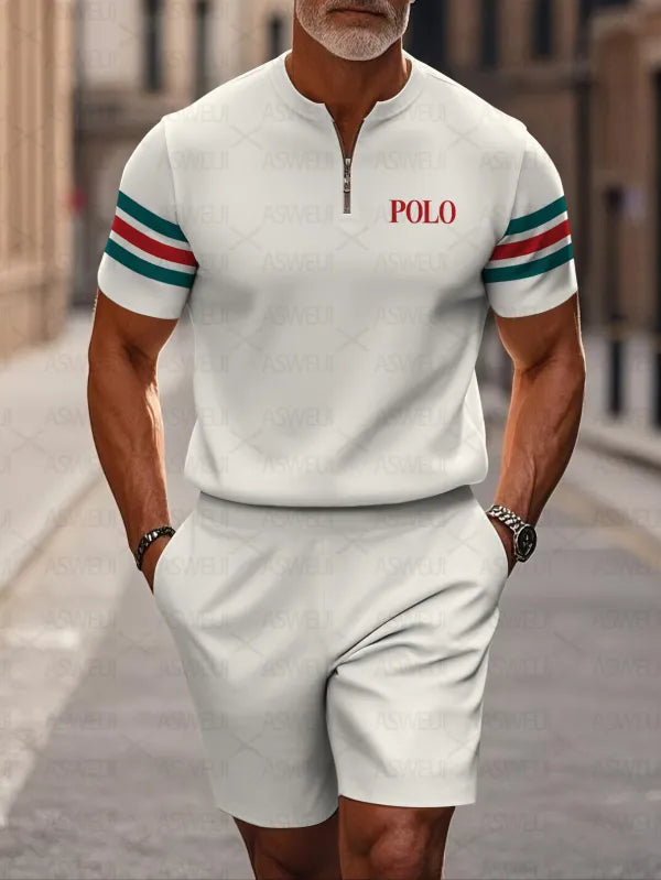 Short Sleeve Zipper Two-piece Set - DUVAL