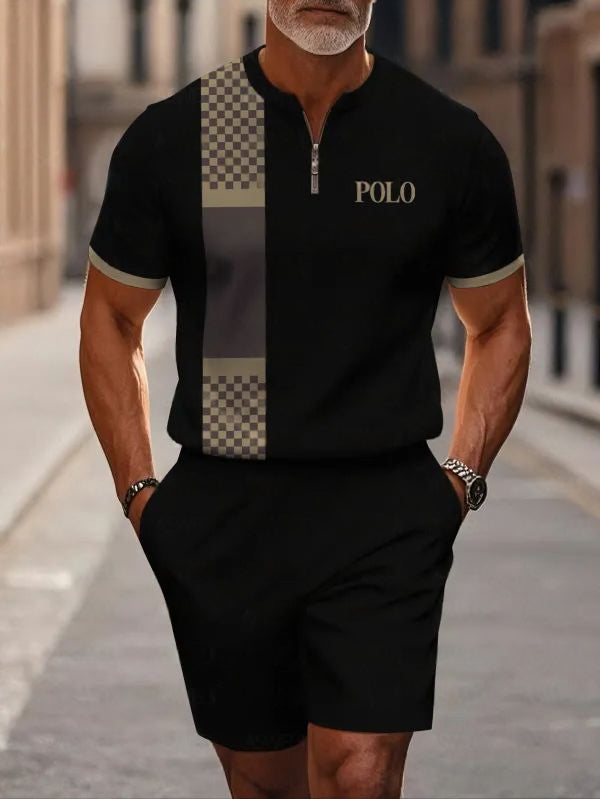 Short Sleeve Zipper Two-piece Set - DUVAL